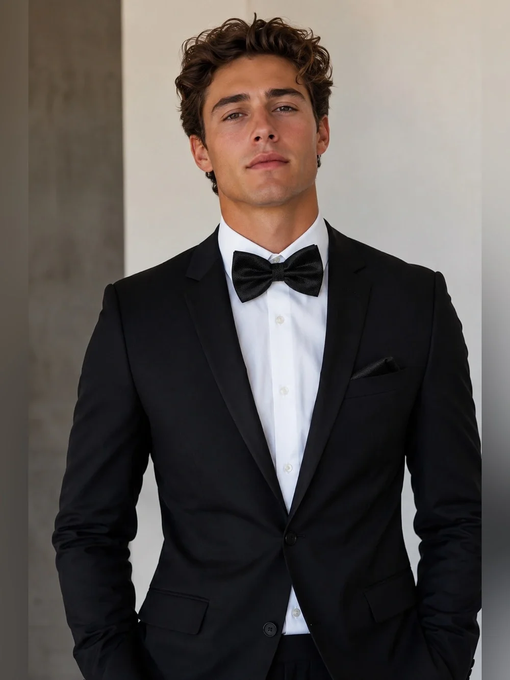 Chaps Black Satin Bow Tie Adjustable Formal Wedding Prom Classic